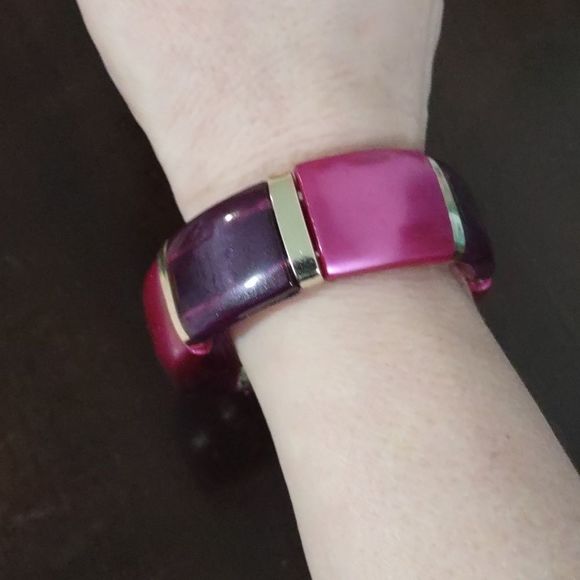 Women's Gold Purple and Pink Stretch Bracelet - Picture 3 of 5